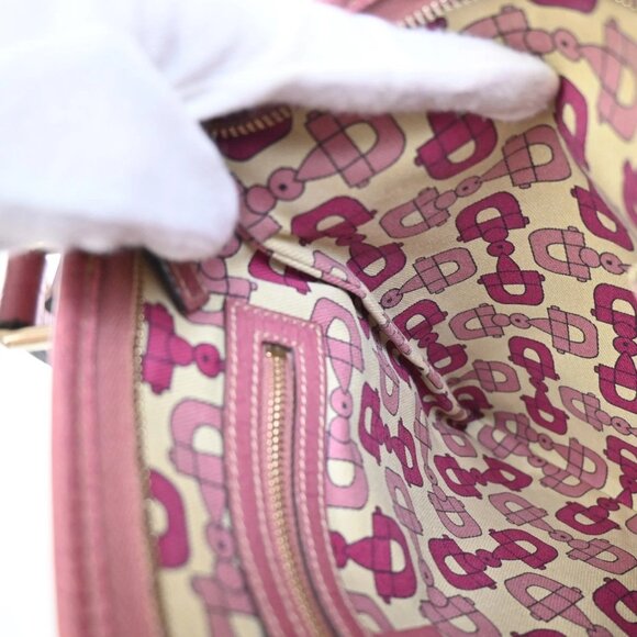 GUCCI Logo GG Pattern Shoulder Bag Canvas Leather Brown Pink Italy 31FC039 - Picture 11 of 16